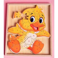 Đồ chơi gỗ montessori lắp ráp chú vịt vàng, mô hình ghép tranh 26 chi tiết tranh giúp bé phát triển tư duy