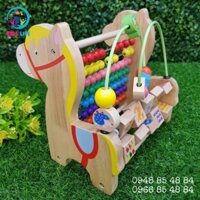 Đồ Chơi Gỗ , Ngựa Đa Năng Kết Hợp Bàn Tính, Luồn Hạt Và Học Số