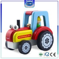 Đồ chơi gỗ Xe máy cày | Winwintoys 63302 | Kích thích vận động và phân biệt màu sắc