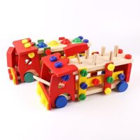 Đồ chơi Gỗ Xe Ô tô đập tháo ốc vít - Gỗ An Toàn