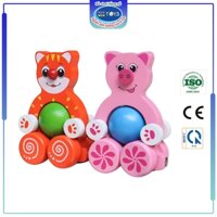Đồ chơi gỗ Xe thú đáng yêu | Winwintoys 68532 | Kích thích vận động và phân biệt màu sắc