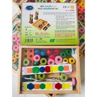 ĐỒ CHƠI GỖ XẾP CHUỖI HẠT - Phát triển trí tuệ và phân biệt màu sắc
