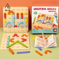 Đồ chơi hình học bằng gỗ SKJK, Đồ chơi thủ công DIY Bảng ghép hình Bộ cột hình học, Trò chơi xếp hình 3D sáng tạo Câu đố thông minh Bộ câu đố xây dựng bằng gỗ cho quà tặng trẻ em