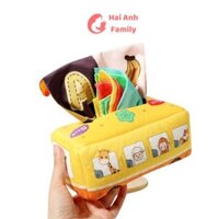 Đồ chơi hộp khăn rút giấy, rút vải cho bé phát triển kĩ năng, có thể dùng làm hộp khăn giấy gia đình