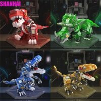 Đồ chơi khối xây dựng khủng long phát sáng SHANHAI, Khối khủng long cơ Tyrannosaurus Spinosaurus, Cơ khí Triceratops Mô phỏng Đồ chơi mô hình Velociraptor thủ công Sinh nhật