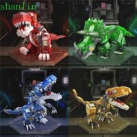 Đồ chơi khối xây dựng khủng long phát sáng SHANLIN, Khối khủng long cơ khí Tyrannosaurus Triceratops, Mô phỏng cơ học Handmade Spinosaurus Velociraptor Đồ chơi mô hình Ngày lễ