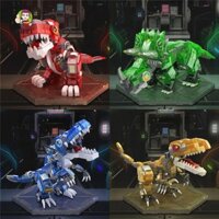 Đồ chơi khối xây dựng khủng long phát sáng TIEZI, Khối khủng long cơ khí Tyrannosaurus Triceratops, Mô phỏng cơ học Spinosaurus Handmade Velociraptor Đồ chơi mô hình Quà tặng Halloween