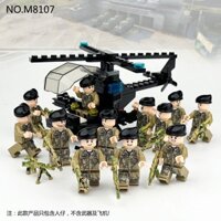 Đồ chơi khối xây dựng lắp ráp MOC 12 loại sư Đoàn tấn công quân sự kết hợp trực thăng người 5KVC