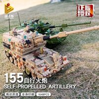 đồ chơi khối xây dựng Tương thích với LEGO 155 pháo tự hành Mô hình lắp ráp xe tăng và xe bọc thép