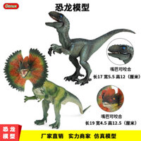 Đồ chơi khủng long lớn mô phỏng động vật kỷ Jura, Dilophosaurus, Tyrannosaurus, Velociraptor hai vương miện