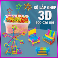 Đồ chơi lắp ghép 600 que 3D sáng tạo cho bé - bộ xếp hình que diêm cho bé