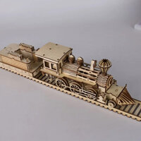 Đồ chơi lắp ghép gỗ 3D Mô hình Tàu Hơi Nước Steam Train HB11 Laser