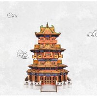 Đồ chơi lắp ghép gỗ 3D Mô hình Capital Pavilion HG-J009 Laser - Tặng kèm đèn LED
