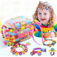 Đồ Chơi Lắp Ghép Xâu Hạt 550 Chi Tiết, Đồ Chơi DIY POP BEAD 550pcs Làm Đồ Trang Sức Cho Bé