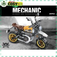 Đồ chơi lắp ghép xếp hình xe moto ducati vàng đen với 201 mảnh ghép cho bé
