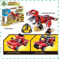Đồ chơi lắp ghép xếp hình khủng long biến hình 3 trong 1 với  hơn 278 chi tiết