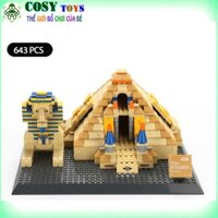 Đồ chơi lắp ghép xếp hình Building Mô hình Kim tự tháp Ai Cập GIZA mẫu lớn với 643 mảnh ghép
