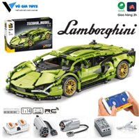 Đồ Chơi Lắp Mô Hình Siêu Xe Lamborghini Sían Tỉ Lệ 1:14 Điều Khiển Từ Xa JKC7101 Với 1000+ Mảnh Ghép