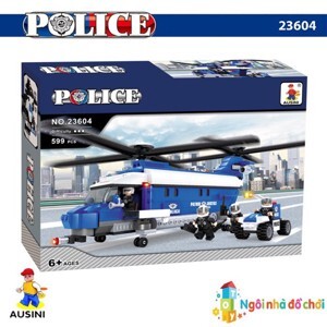 Đồ chơi lắp ráp Ausini - sở cảnh sát - trực thăng cảnh sát 23604 (599 mảnh ghép)