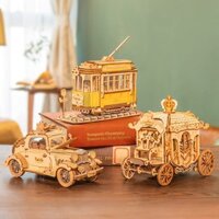 Đồ Chơi Lắp Ráp Bằng Gỗ 3D Robotime Mô Hình Xe Cổ Điển Retro Vintage Car, Classic Carriage, Cable Car TG504 - TG506