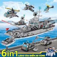 Đồ Chơi Láp Ráp Cho Bé, Lego Tàu Chiến,Lego Xe Tăng Gồm 1560 Chi Tiết Tặng Kèm 3 Nhân Vật Nhỏ Bé Cực Kì Thích
