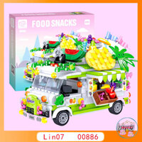 Đồ chơi lắp ráp cho bé mô hình xe chở kem, xe hoa quả xinh xắn đáng yêu đồ chơi xe chở nước ép trái cây 886