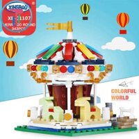 Đồ chơi lắp ráp công viên vòng xoay ngựa gỗ 343 mảnh ghép