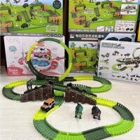 Đồ chơi láp ráp đường đua khủng long, đường ray ô tô chạy vòng lượn siêu cấp 245 chi tiết cỡ lớn