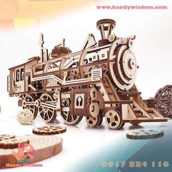 Đồ chơi lắp ráp gỗ 3D LK701 Locomotive Robotime - Mô hình Cơ động học Đầu Máy Xe Lửa