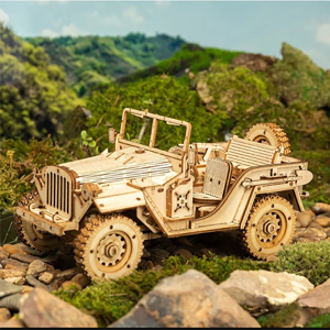 Đồ chơi lắp ráp gỗ 3D Robotime MC701 - Mô hình Xe Ô tô Army Jeep Laser