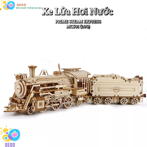 Đồ chơi lắp ráp gỗ 3D Robotime MC501 - Mô hình Tàu hơi nước Steam Train Laser