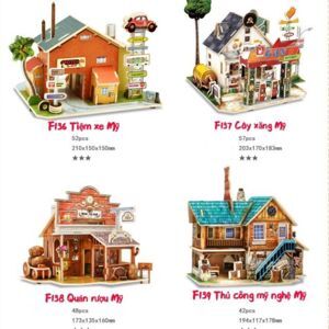 Đồ chơi lắp ráp gỗ 3D Robotime F137 - Mô hình Trạm Xăng