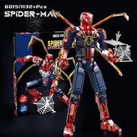 Đồ Chơi Lắp Ráp Iron Spider Man Mô Hình Người Nhện Dạ Quang Phát Sáng Marvel Avengers Khớp Linh Hoạt 6015