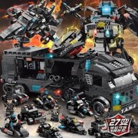 Đồ chơi lắp ráp khối xây dựng Trung Quốc cho bé trai, phát triển trí thông minh, hạt giáo dục cho trẻ em, robot biến hình xe cảnh sát