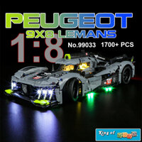 Đồ Chơi Lắp Ráp Kiểu Lego Mô Hình Siêu Xe Peugeot 9x8 Lemans No.99033 Với 1700+ Mảnh Ghép Phiên Bản Có Đèn Tỉ Lệ 1:8