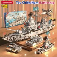 Đồ Chơi Lắp Ráp Kiểu LEGO Mô Hình Tàu Chiến Hạm Sân Bay Biến Đổi Thành Máy Bay, Tàu Chiến, Xe Quân Đội Với 768 PCS