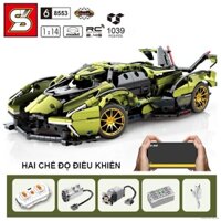 Đồ chơi lắp ráp kiểu lego siêu xe ô tô điều khiển từ xa 2 chế độ điều khiển Lamborghini V12 SY8553 với 1039 chi tiết