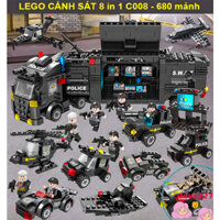 Đồ chơi lắp ráp lắp ghép mô hình lego robot, cảnh sát swat cảnh sát 8 in 1 đen-C008 ~680 MẢNH ô tô, máy bay xe quân sự c