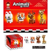 Đồ chơi lắp ráp logo mô hình con vật chibi dễ thương trưng bày xếp trọn bộ 4 hộp lớn 11042 trên 500 mảnh ghép