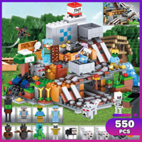 Đồ chơi lắp ráp Minecraft - Khu mỏ bỏ hoang Mine Shaft 550PCS, Đồ chơi Minecraft Kèm nhân vật Steve