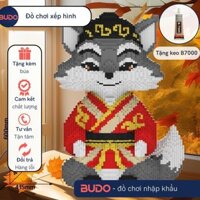 Đồ Chơi Lắp Ráp Mô Hình Cáo Quách Cao Xám Kimono đội nón đen Cỡ Lớn 60cm nanoblock