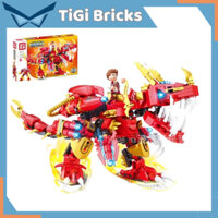 Đồ chơi Lắp ráp Mô hình khủng long đỏ cơ khí biến hình Robot máy móc, Đồ chơi Khủng long lắp ráp cho bé