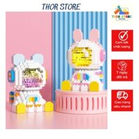 Đồ chơi lắp ráp mô hình lego 3D thỏ phi hành gia có đèn phát sáng