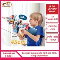 Đồ chơi lắp ráp mô hình súng duplo dài 45cm (xếp robot, xe cẩu, máy xúc,máy bay....) chính hãng Feel, 130 chi tiết