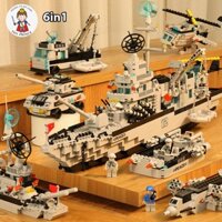 Đồ Chơi Lắp Ráp  Mô Hình Tàu Chiến Hạm Biến Hình 6 in 1 Xe Tăng , Máy Bay , Thuyền , Ca Nô , Trực Thăng 1560PCS