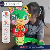 Đồ Chơi Lắp Ráp Mô Hình Thanh Xà công chúa vương miệng Rắn Năm mới ất tỵ Rắn xanh lục 12 con giáp sỉ lẻ gõ búa nhựa