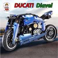 Đồ Chơi Lắp Ráp Mô Hình Xe Mô Tô Ducati Diavel 1260S Blue T3034 Kèm Trụ Đở Xe