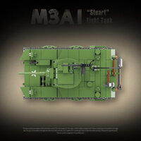 Đồ chơi Lắp ráp Mô hình xếp hình xe tăng World War II M3A1 Stuart Light Tank Collection Ornament Quan Guan 100103