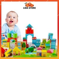 Đồ Chơi Láp Ráp Mô Hình Xếp Hình Thành Phố 62 Chi Tiết Gỗ Đồ Chơi Cho Bé thỏa thích sáng tạo xếp hình