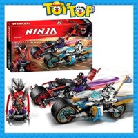 Đồ chơi lắp ráp ninjago xe mô tô vòng đua xe máy mạo hiểm Zane Mr.E Oni xếp hình No 10802 mô phỏng 70639